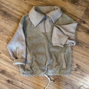 Varley Gray Sherpa Zip Pullover